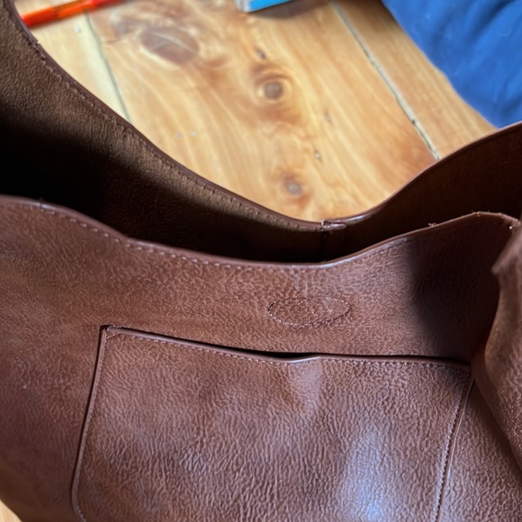 Plain faux leather brown bag. - Picture 3 of 5